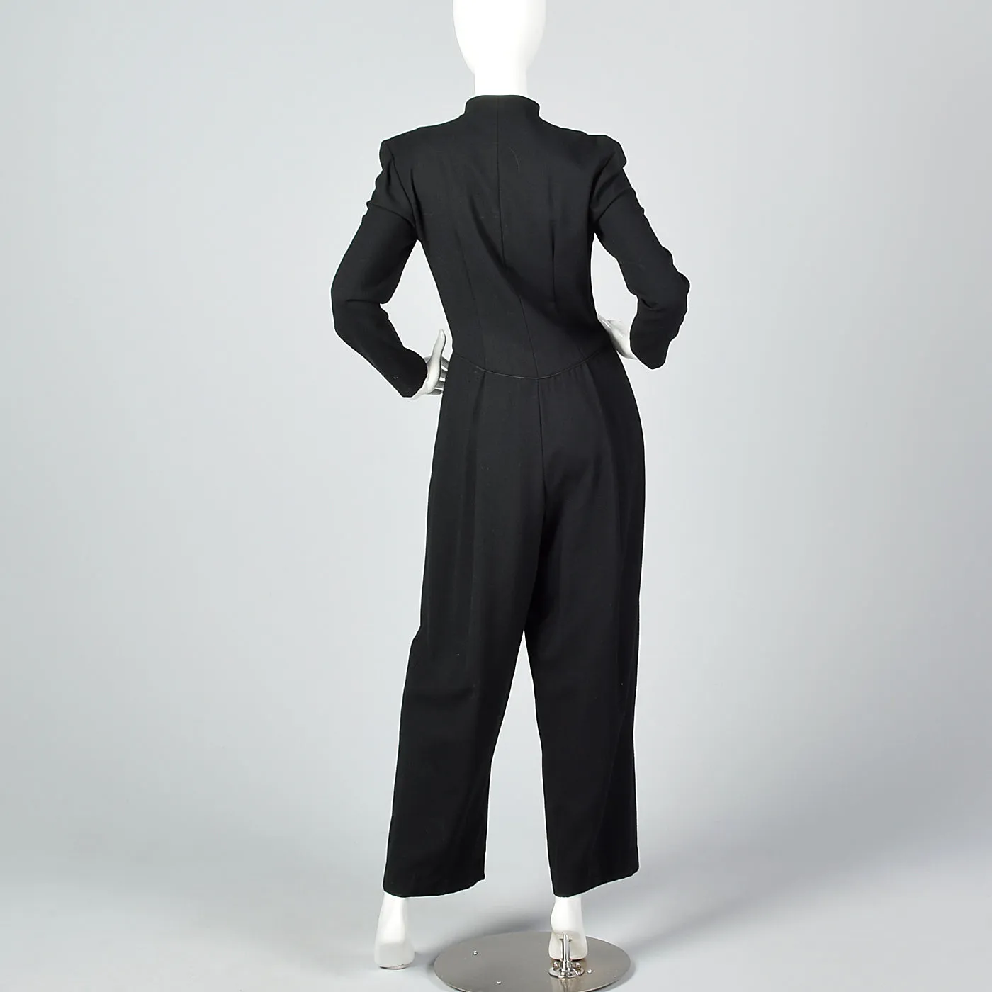 1980s Black Wide Leg Jumpsuit