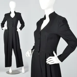 1980s Black Wide Leg Jumpsuit