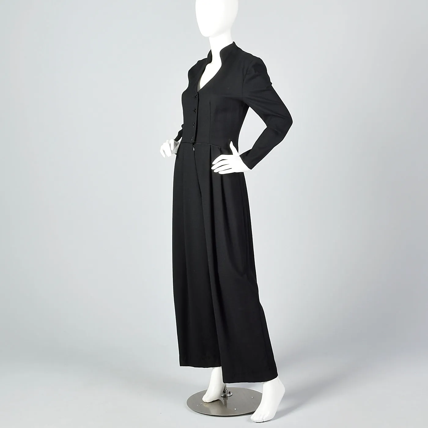 1980s Black Wide Leg Jumpsuit