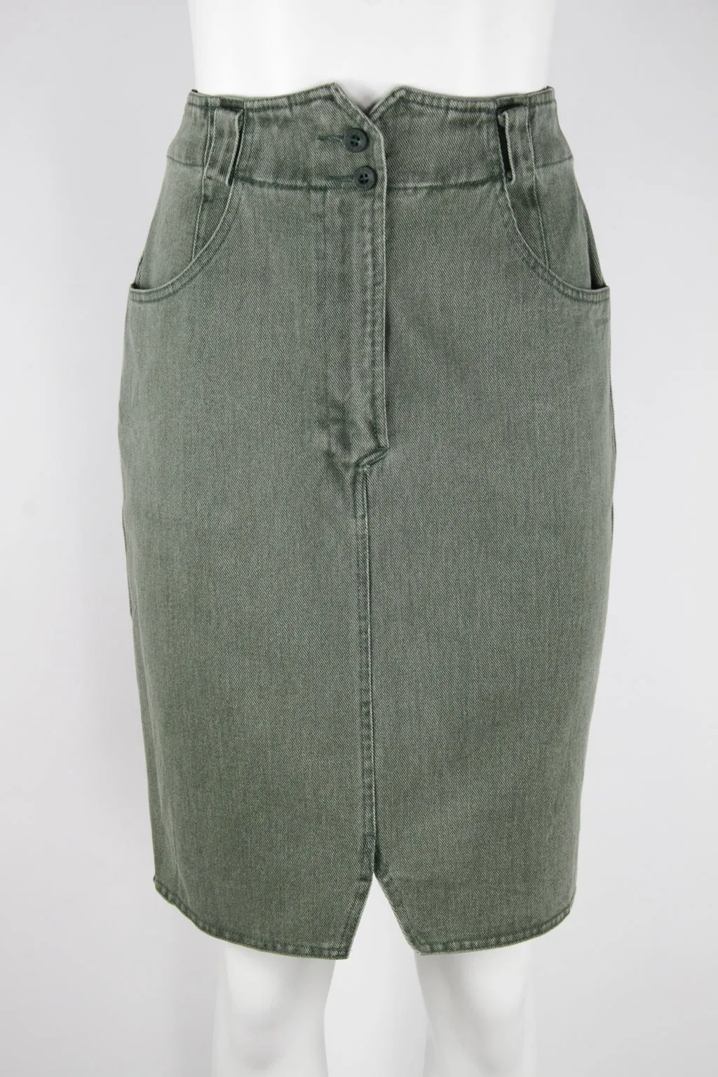 90s green high waist denim pencil skirt - S
