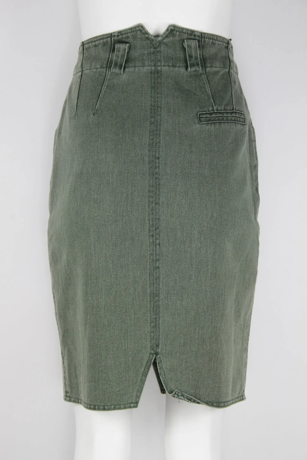 90s green high waist denim pencil skirt - S