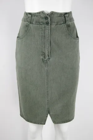 90s green high waist denim pencil skirt - S