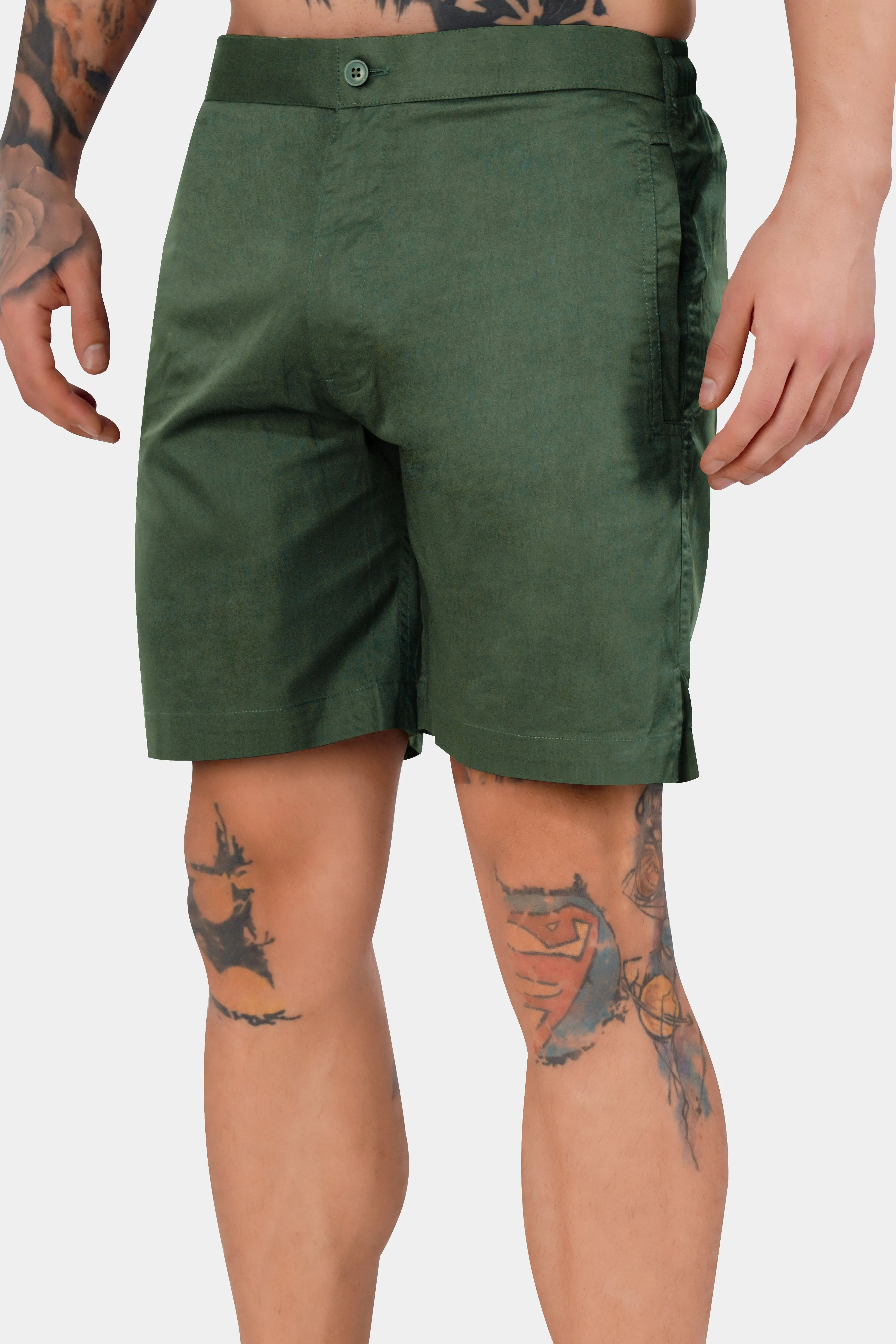 Asparagus Green Subtle Sheen Super Soft Premium Cotton Shorts