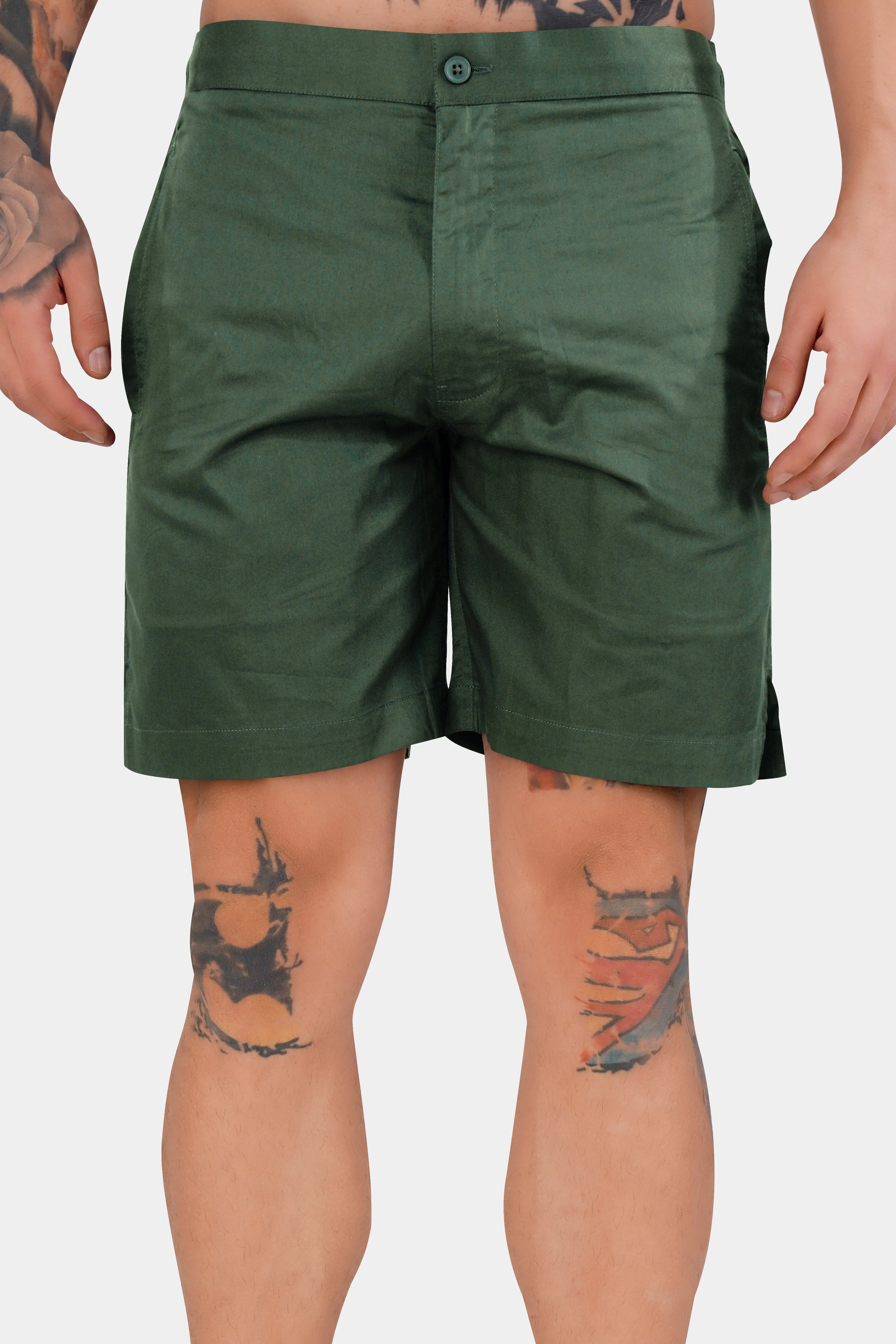Asparagus Green Subtle Sheen Super Soft Premium Cotton Shorts