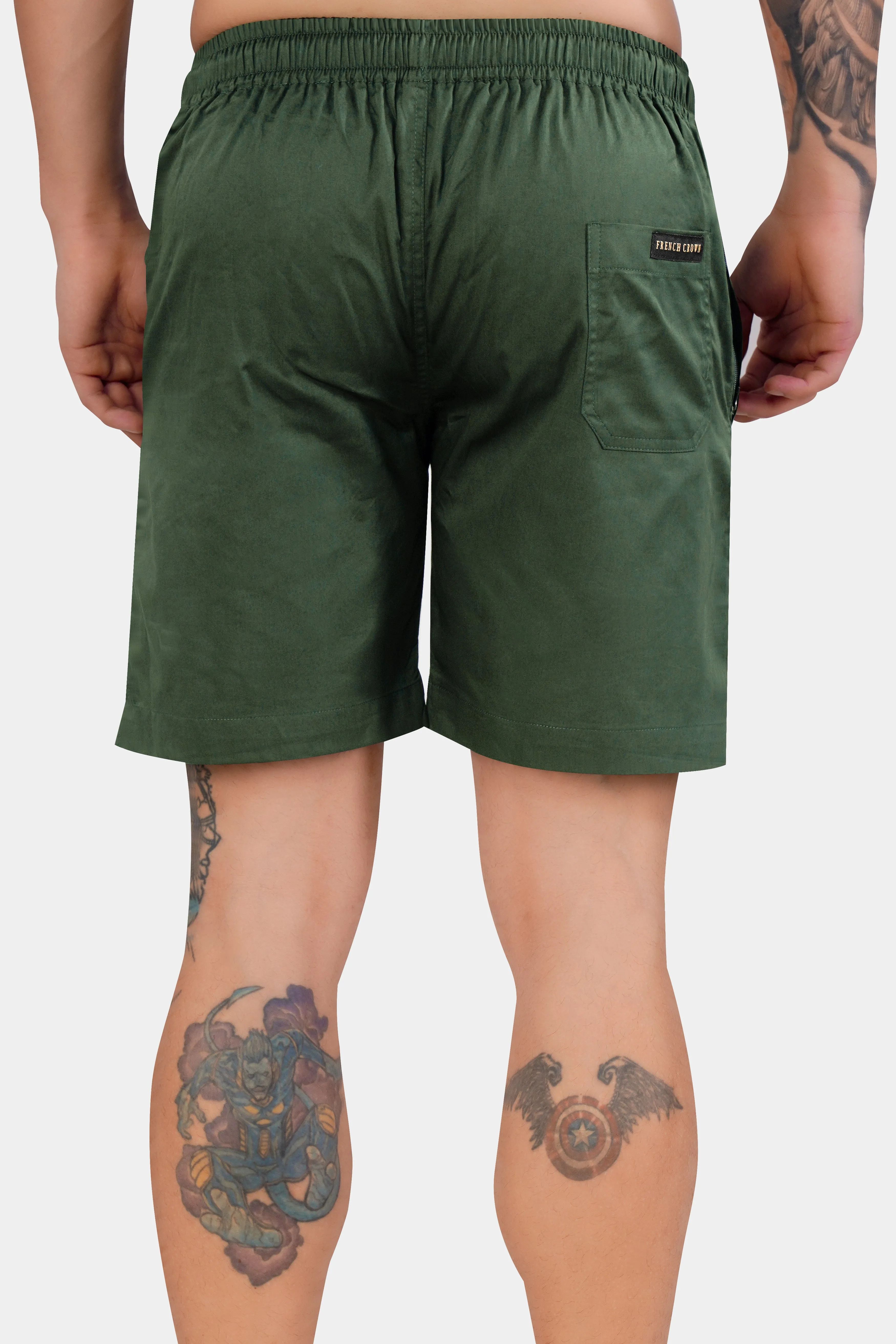 Asparagus Green Subtle Sheen Super Soft Premium Cotton Shorts