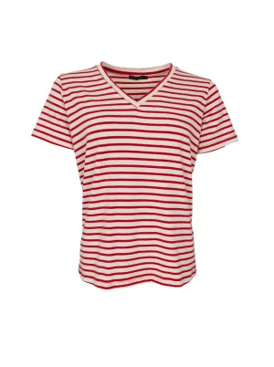 BCKASSI v-neck SS tee - Red/ Creme