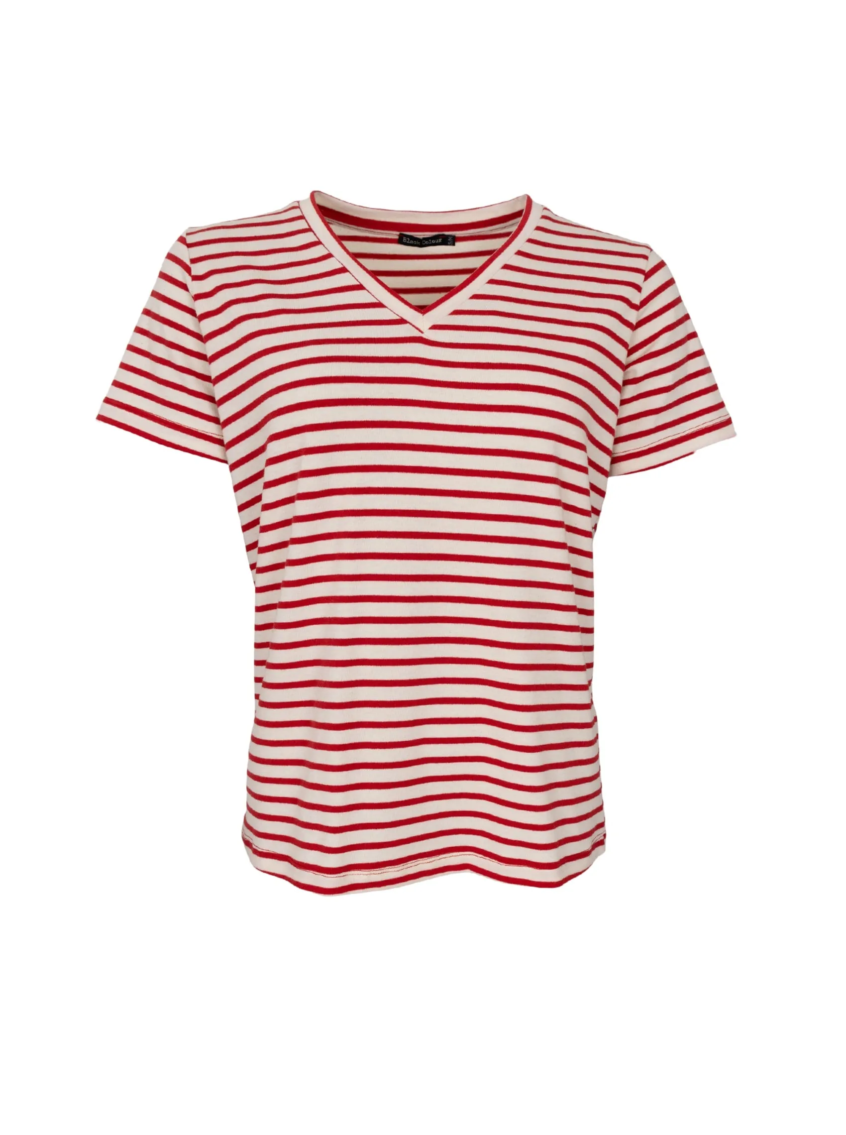 BCKASSI v-neck SS tee - Red/ Creme