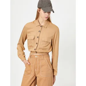 Beige Button Detailed Blouse