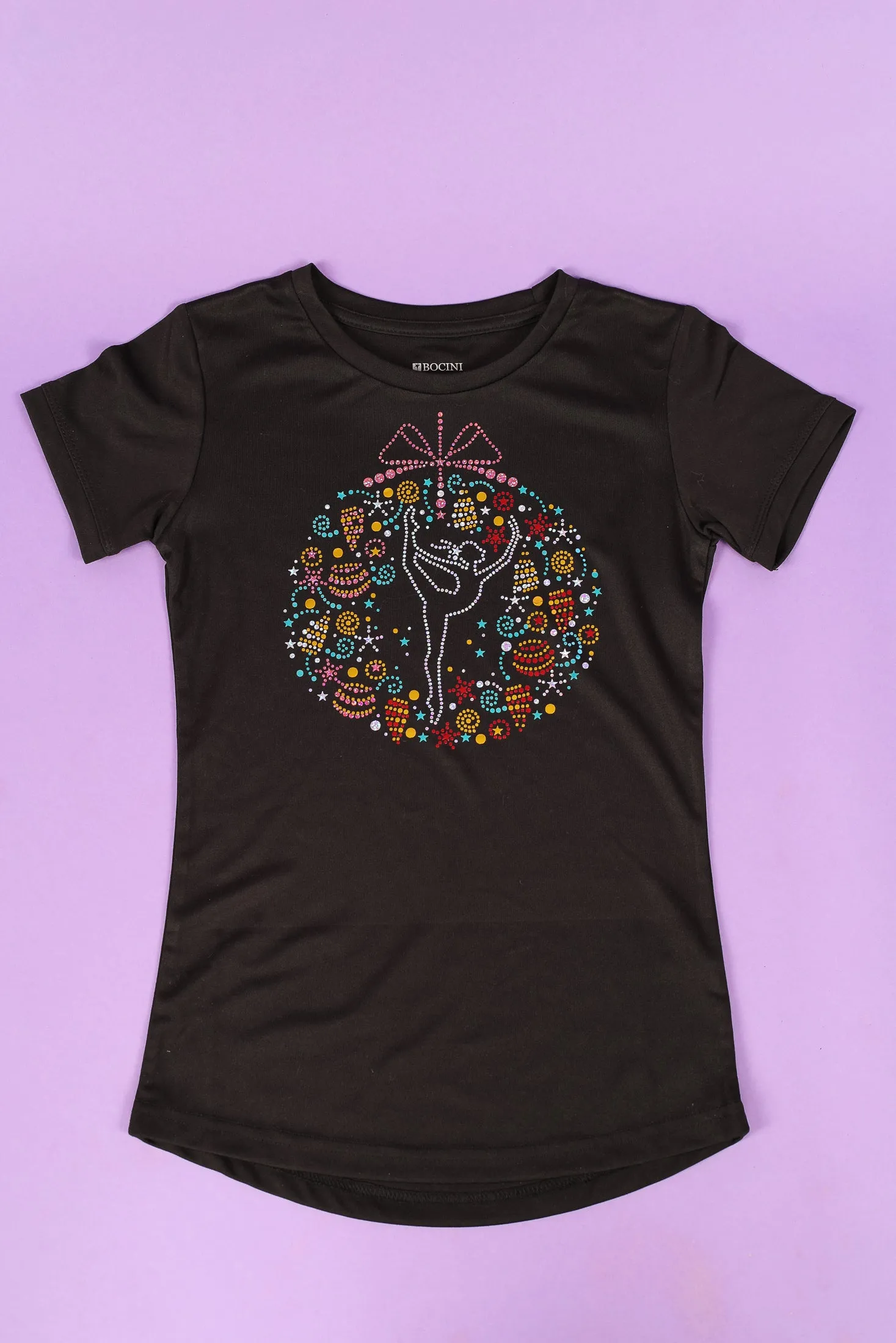 Black Gymnastics Bauble Christmas Tee