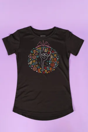 Black Gymnastics Bauble Christmas Tee