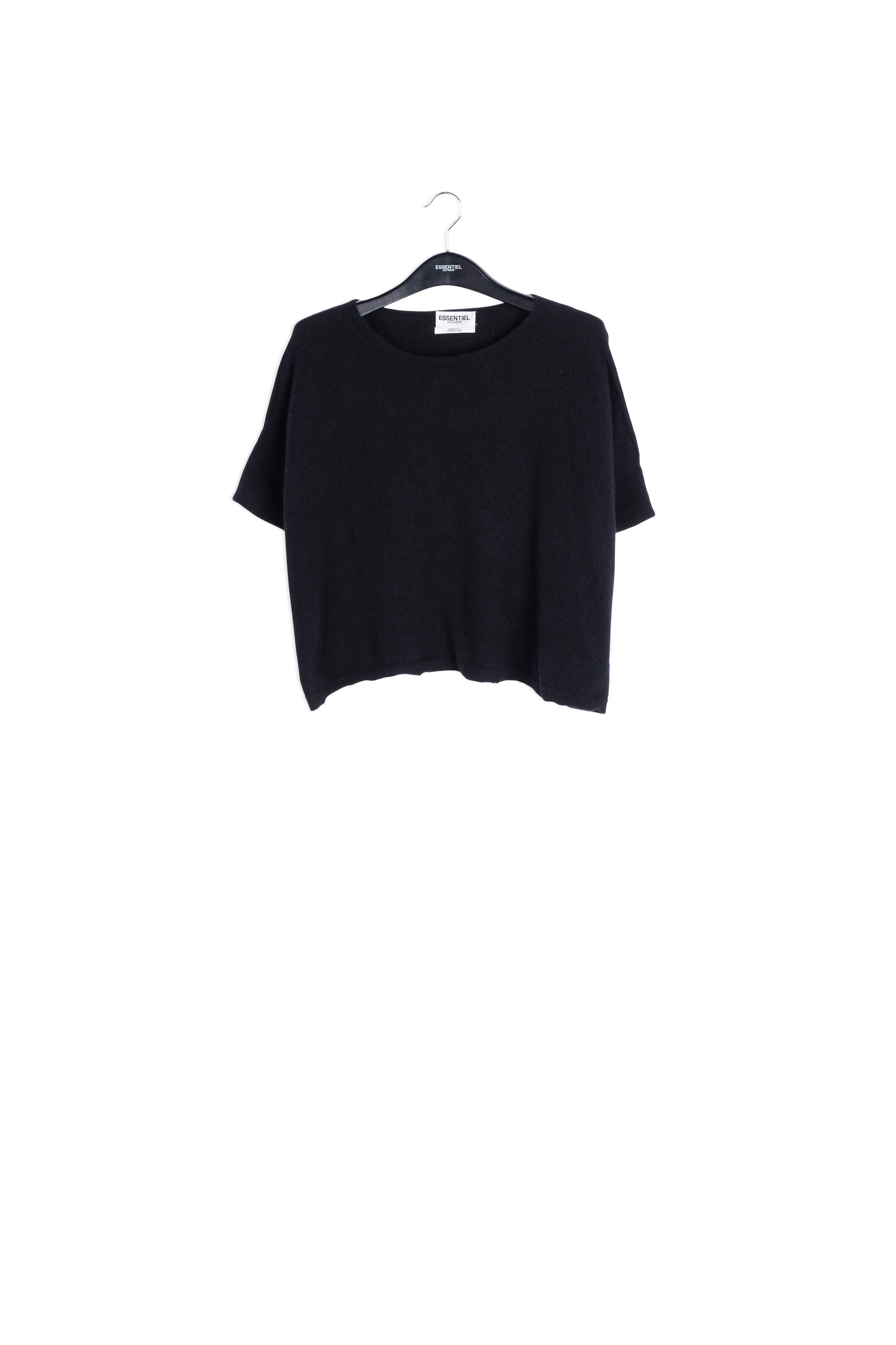 Black oversized cashmere blend knitted top