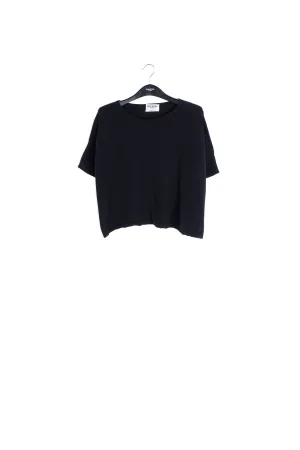 Black oversized cashmere blend knitted top