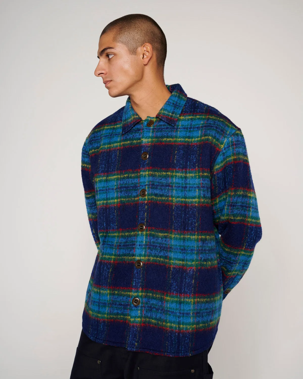 Brushed Rancher Flannel Shirt Jacket - Navy