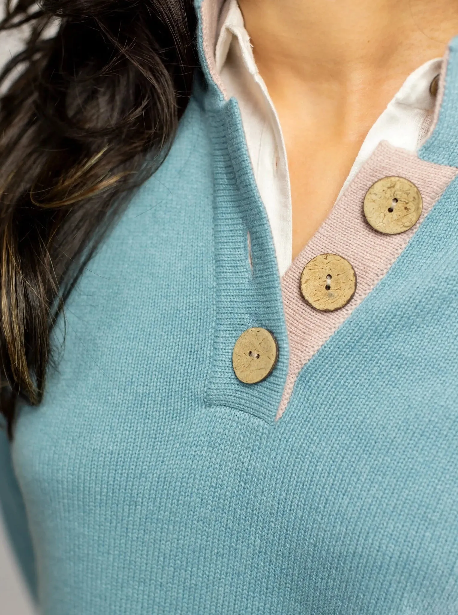 Cashmere and Merino High Collar Jumper | Duck Egg Blue