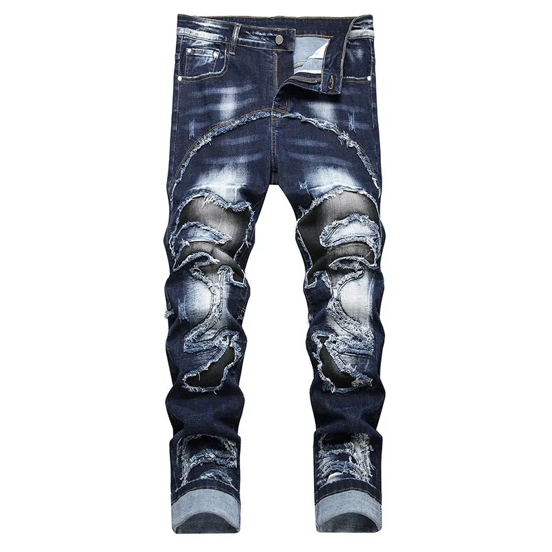 Cuffed Slim Skinny Ripped Denim