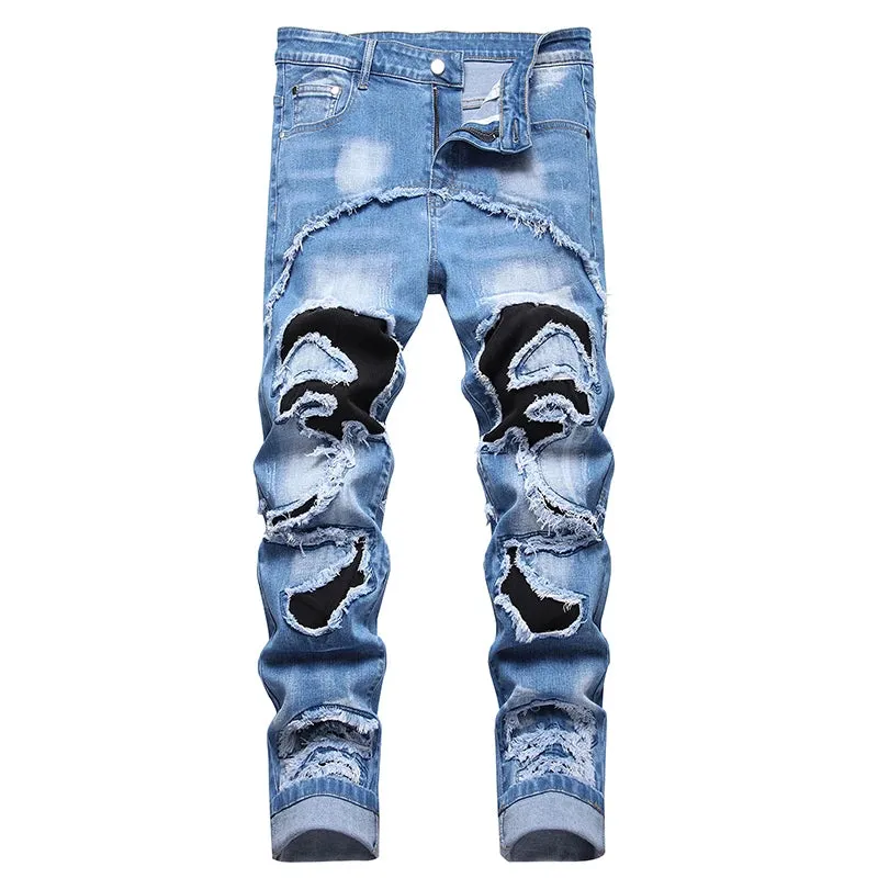 Cuffed Slim Skinny Ripped Denim
