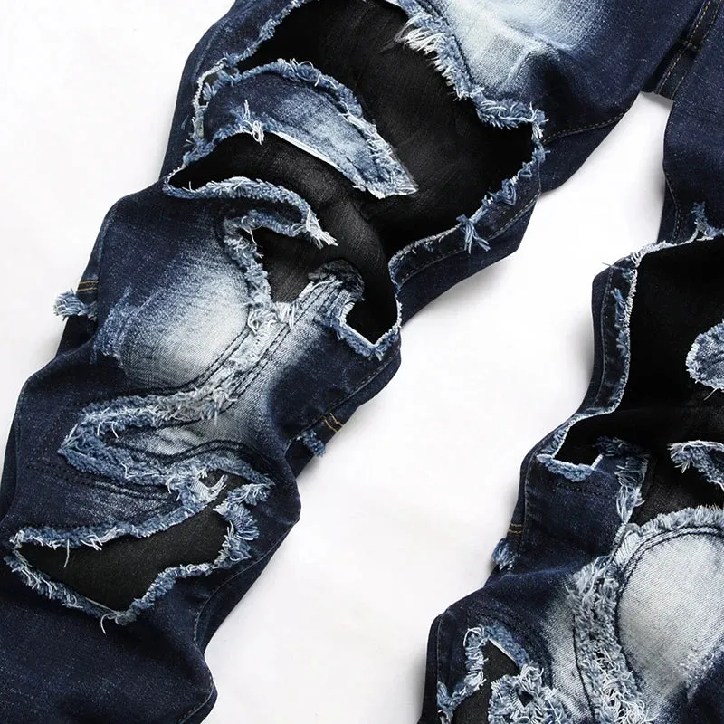 Cuffed Slim Skinny Ripped Denim