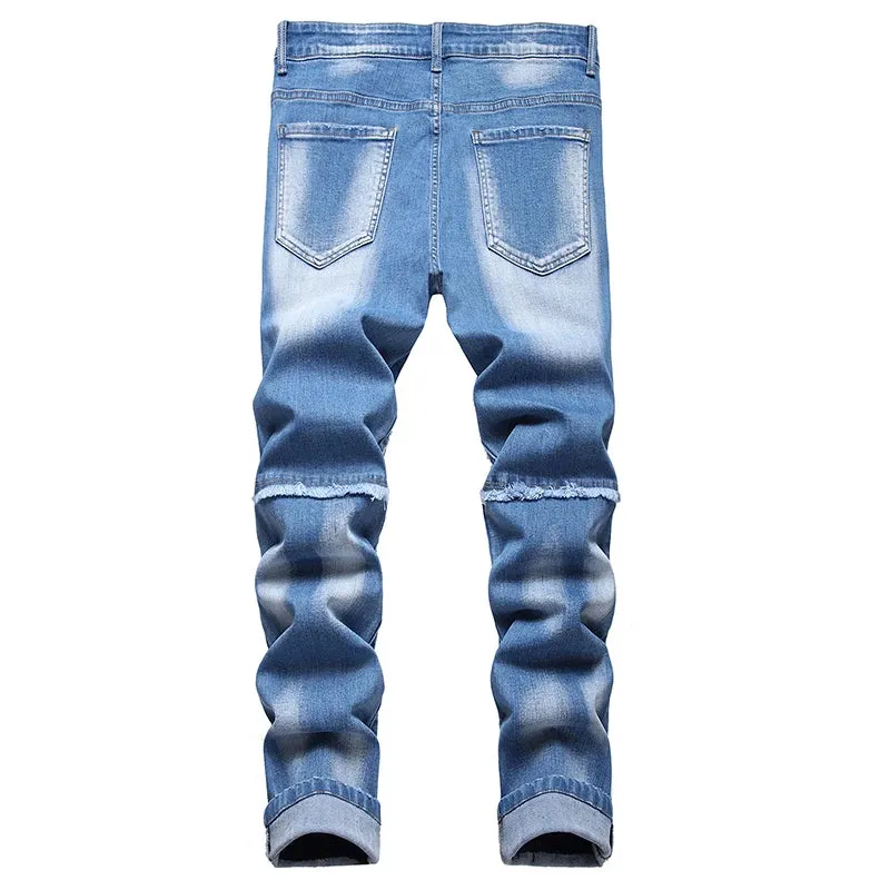 Cuffed Slim Skinny Ripped Denim