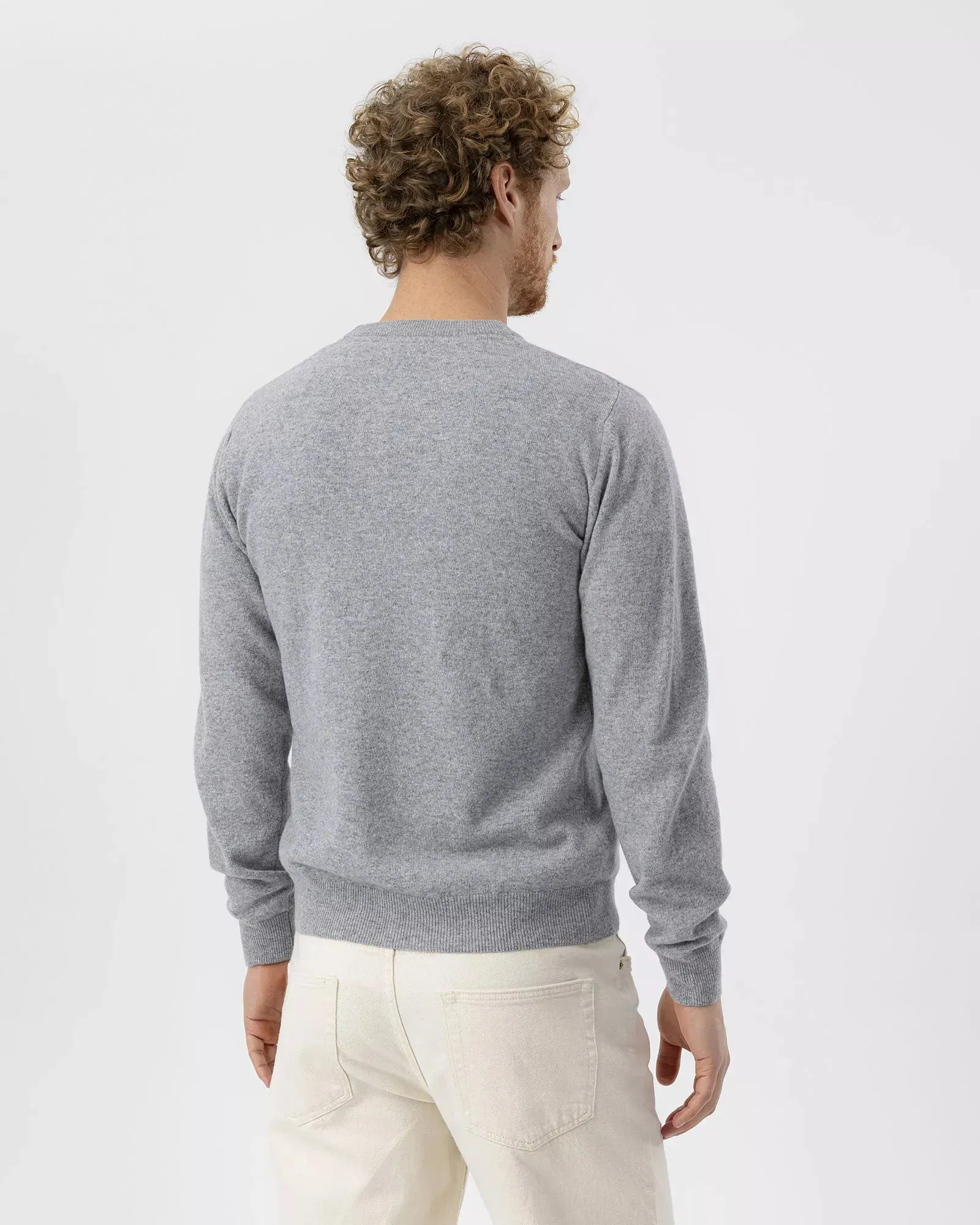 Dennis Knitted Crew Neck Sweater - Grey Melange