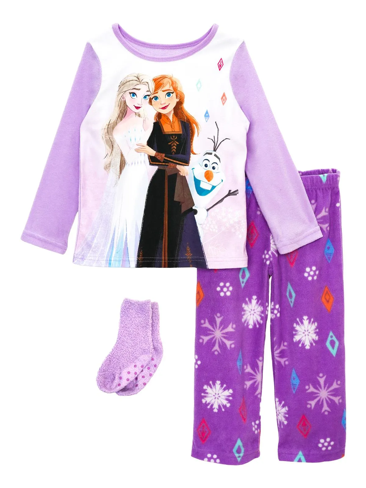 Disney Frozen Girls' 3 Piece Pajama Set With Socks