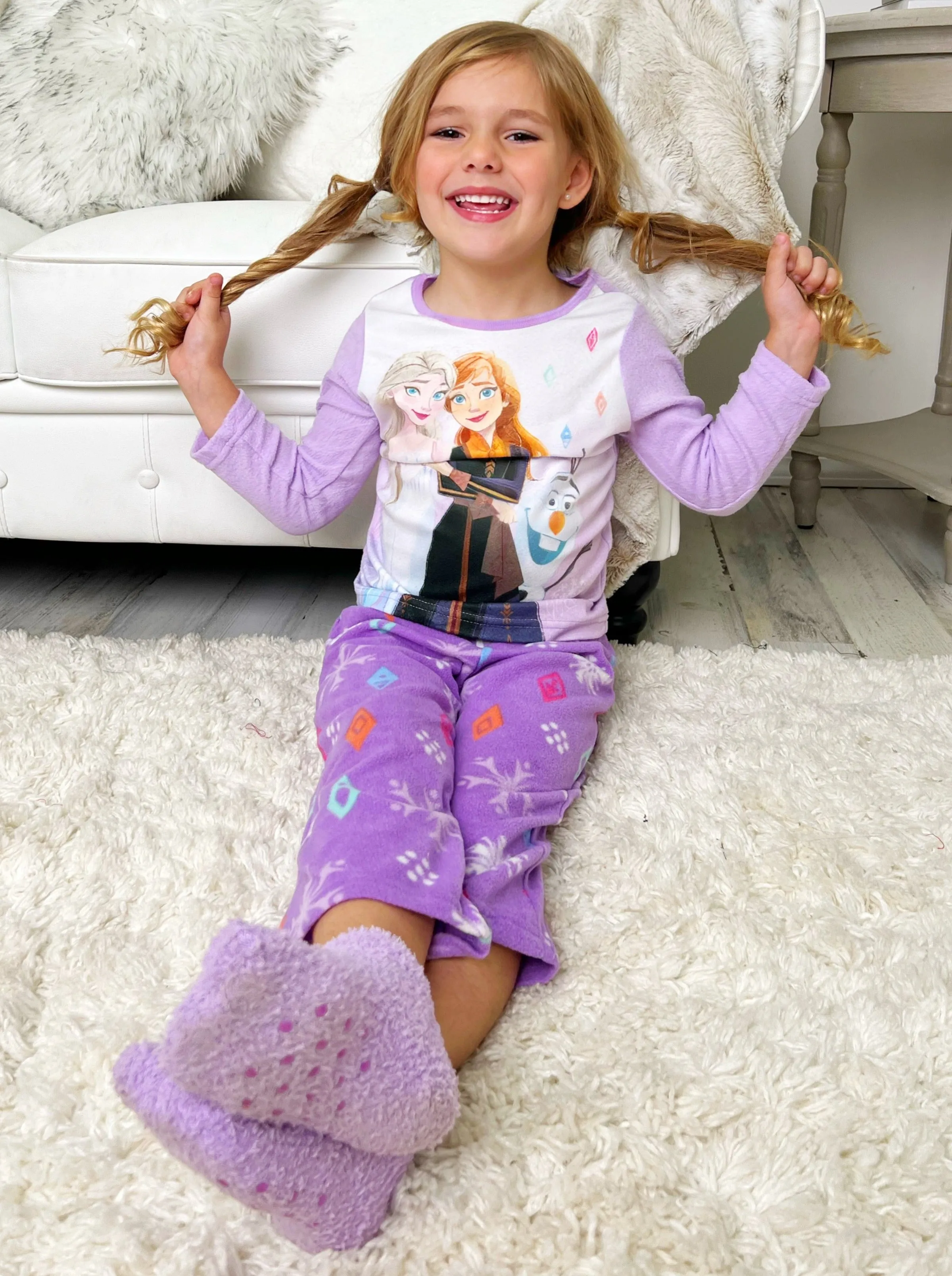 Disney Frozen Girls' 3 Piece Pajama Set With Socks