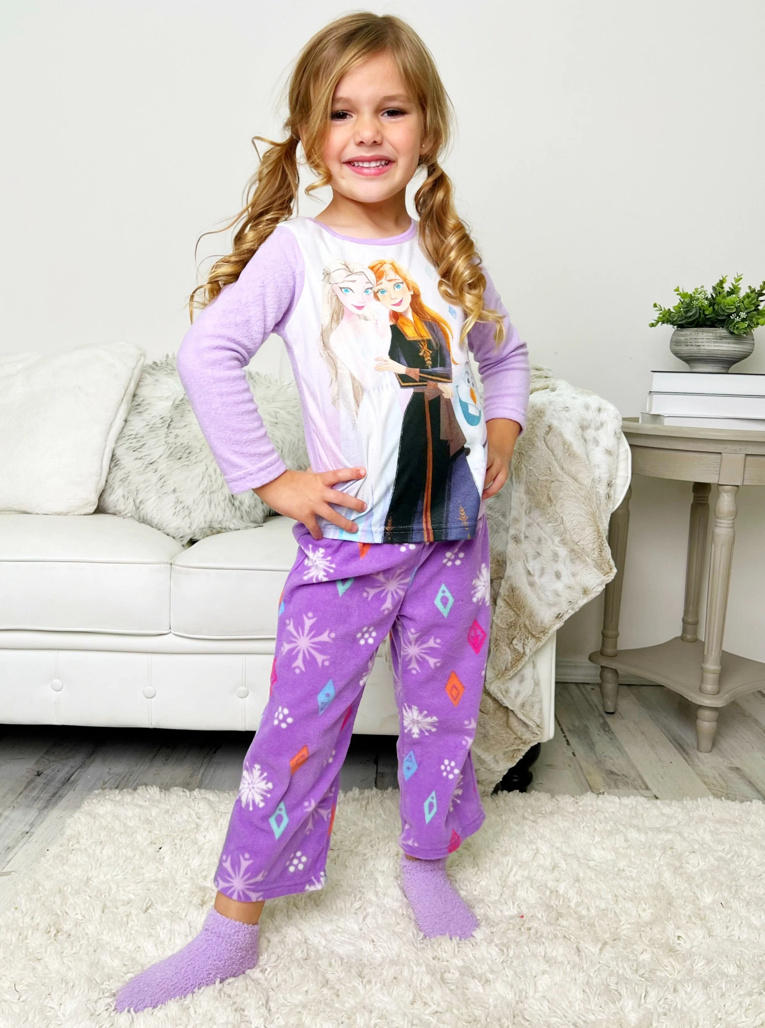 Disney Frozen Girls' 3 Piece Pajama Set With Socks