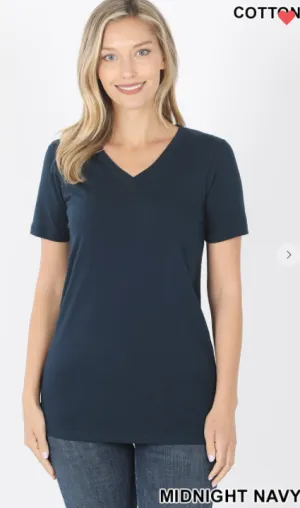 Everyday V Neck Tee: Navy