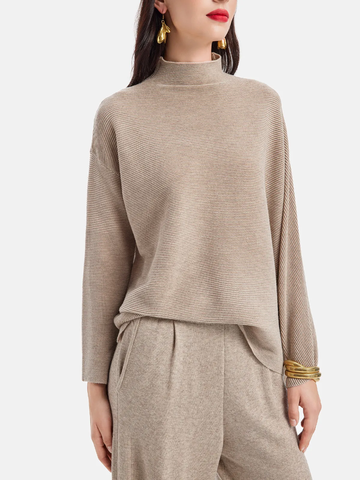 Irregular Oversized High-Neck Sweater