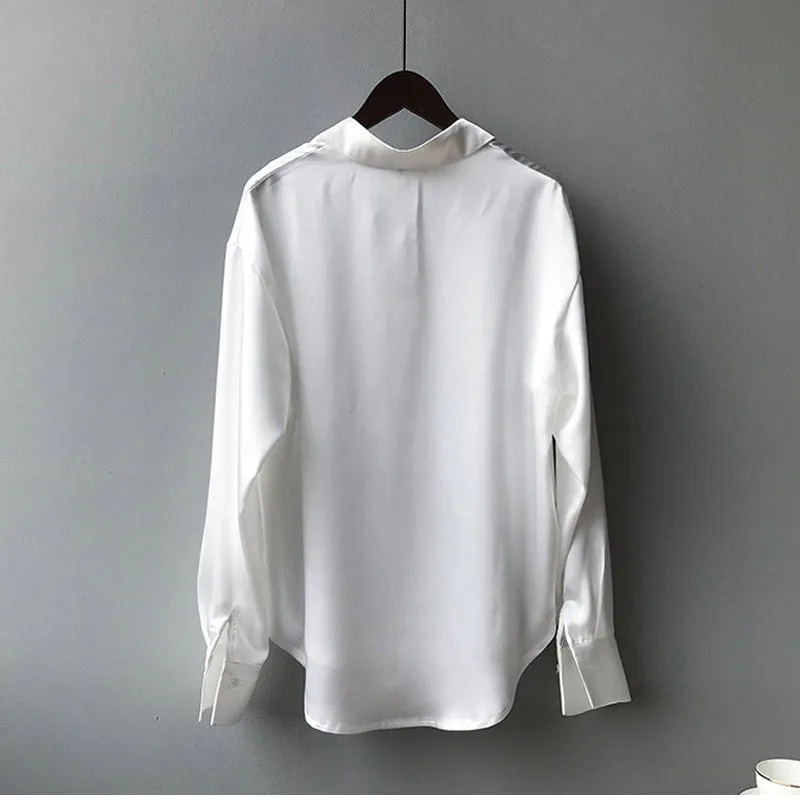 Ivyshape | Chic Satin Button-Up Shirt for Women