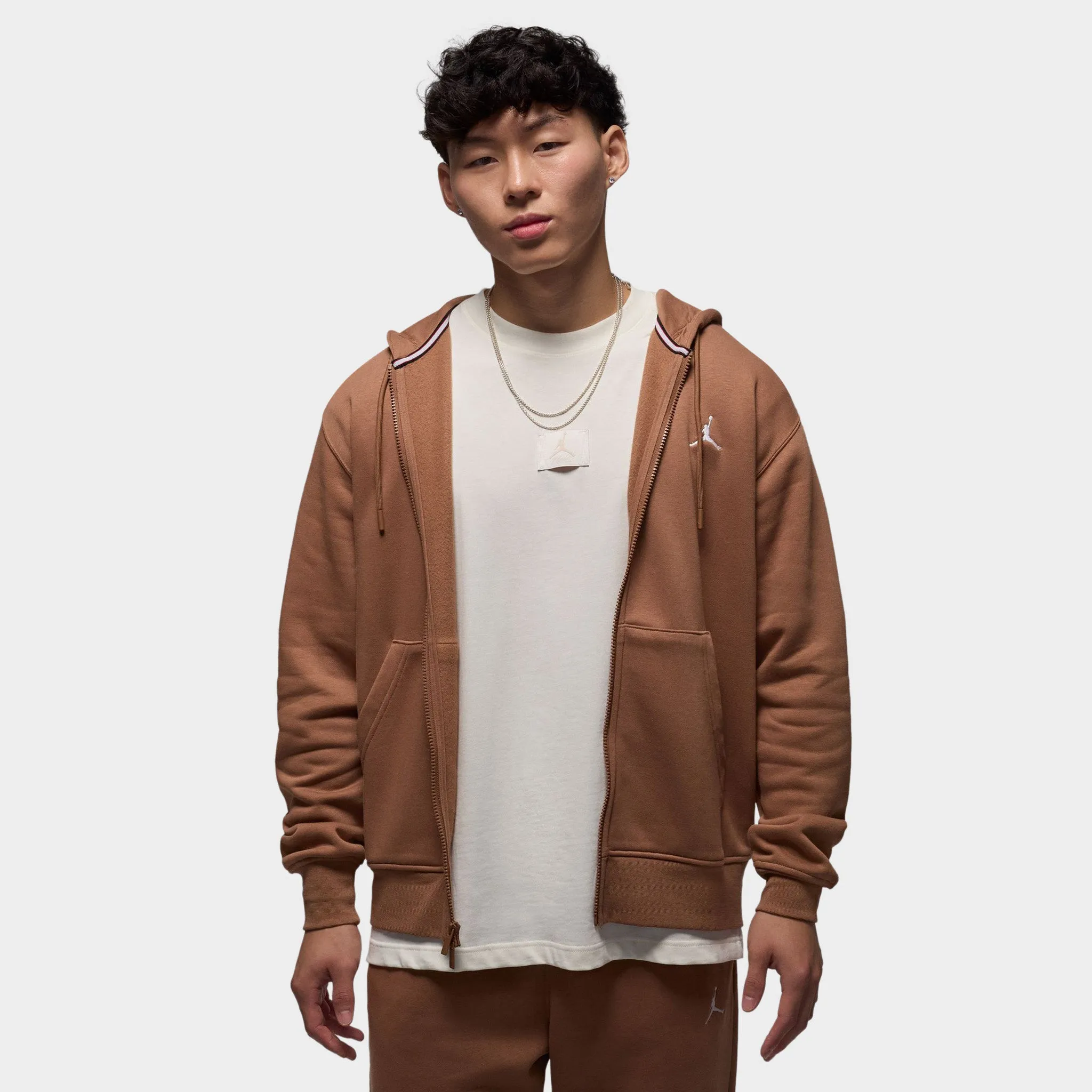 Jordan Brooklyn Fleece Full Zip Hoodie Archaeo Brown / White