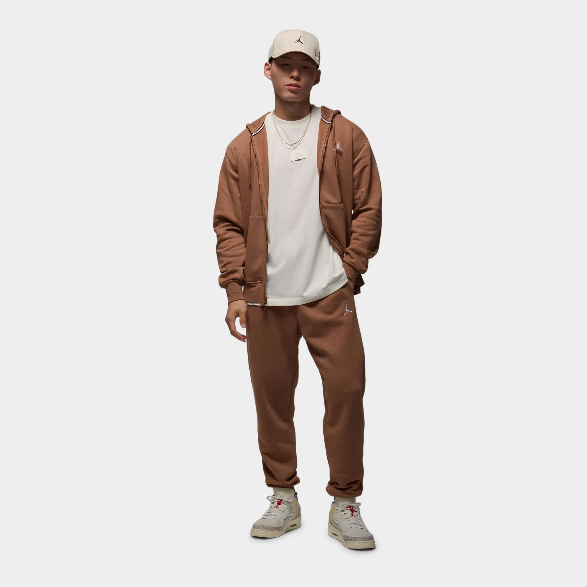 Jordan Brooklyn Fleece Full Zip Hoodie Archaeo Brown / White