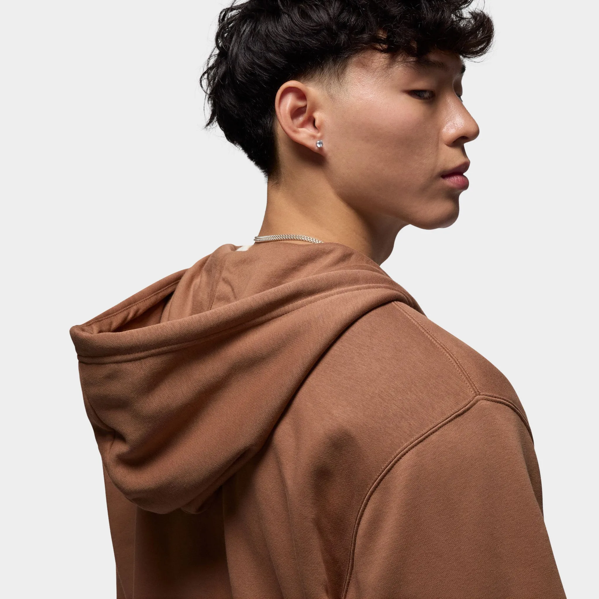 Jordan Brooklyn Fleece Full Zip Hoodie Archaeo Brown / White