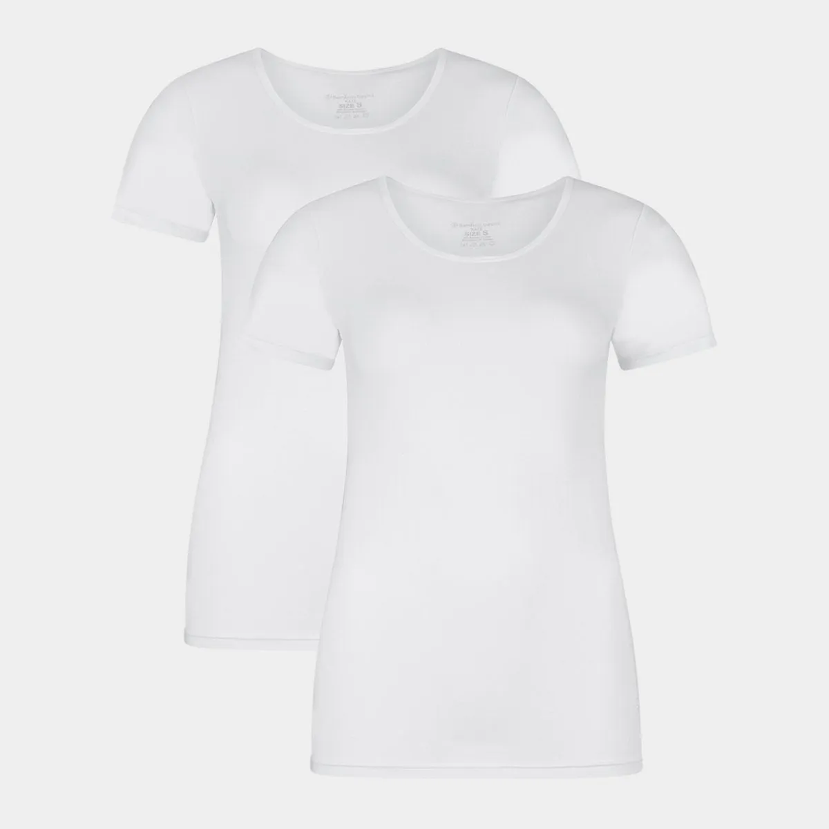 Kate bambus T-shirt rund hals - hvid 2 pak