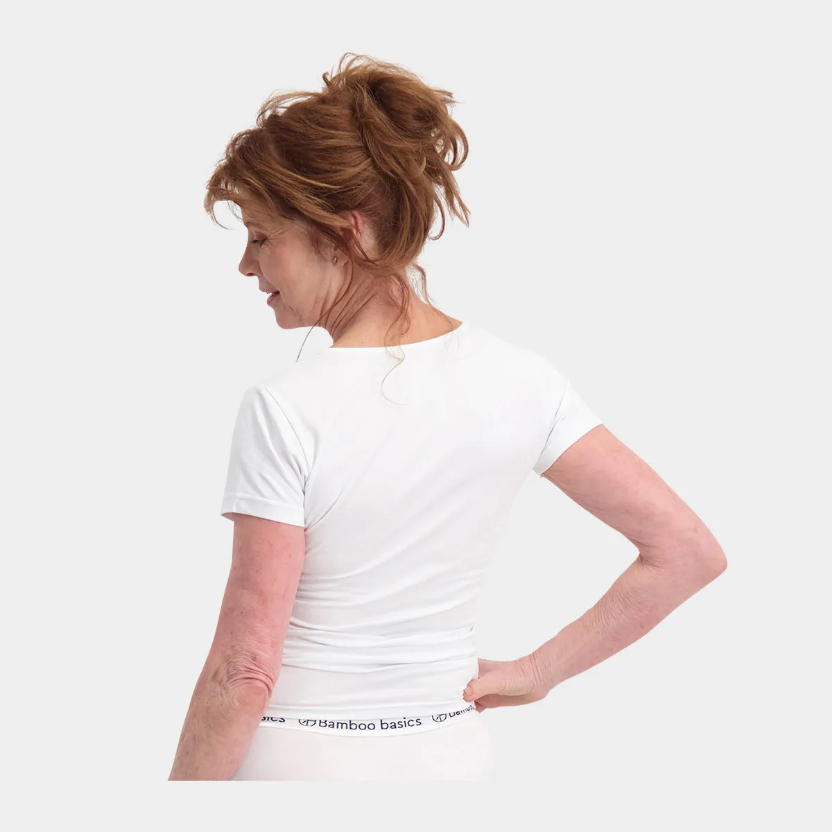 Kate bambus T-shirt rund hals - hvid 2 pak