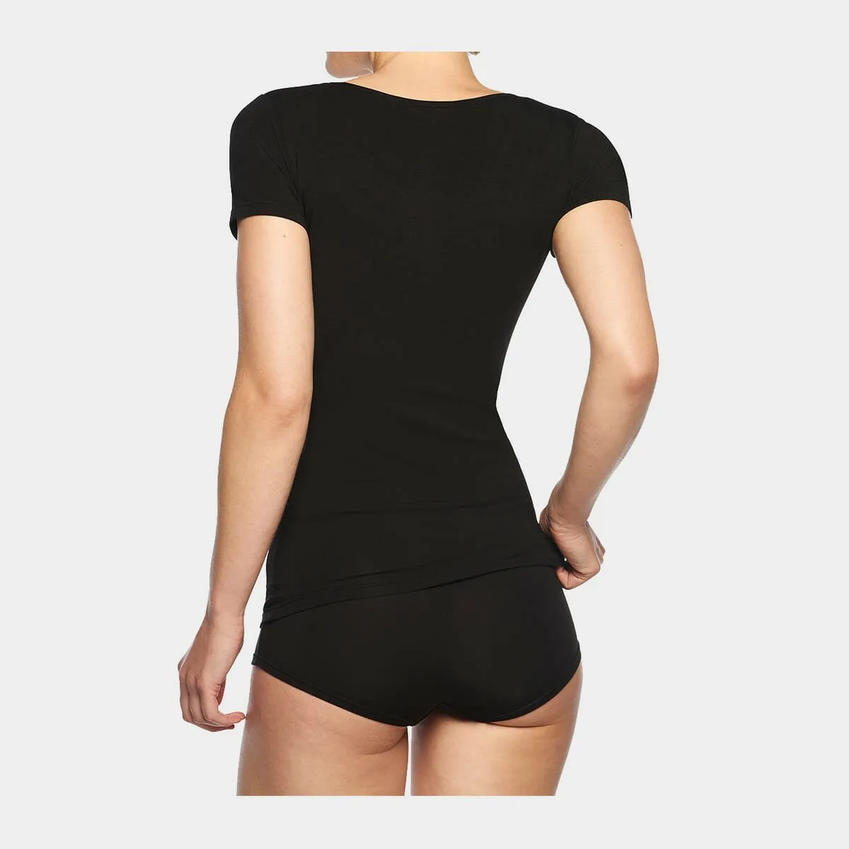 Kate bambus T-shirt rund hals - sort 2 pak