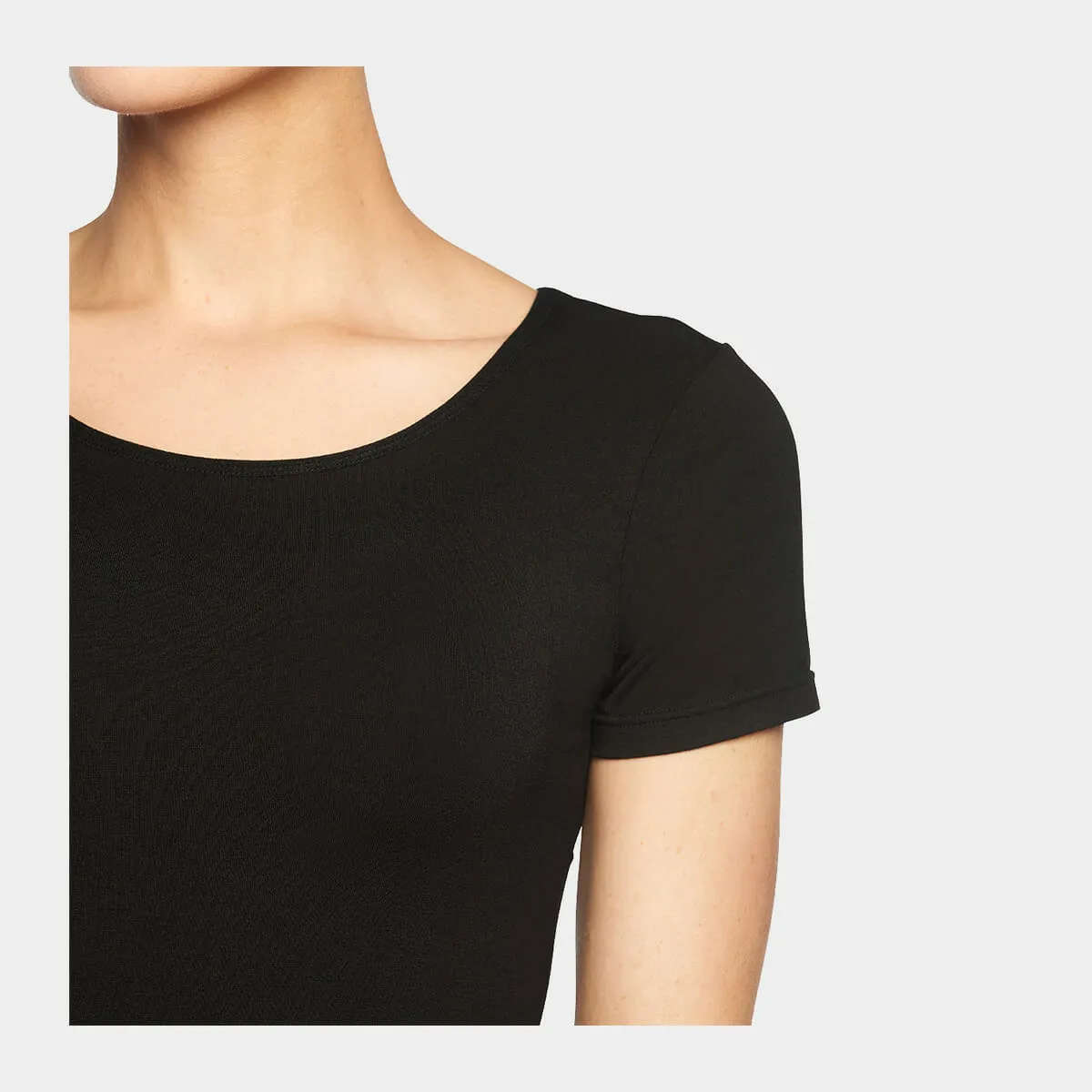 Kate bambus T-shirt rund hals - sort 2 pak