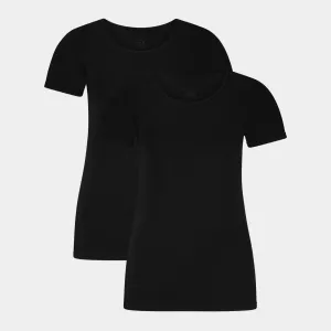 Kate bambus T-shirt rund hals - sort 2 pak