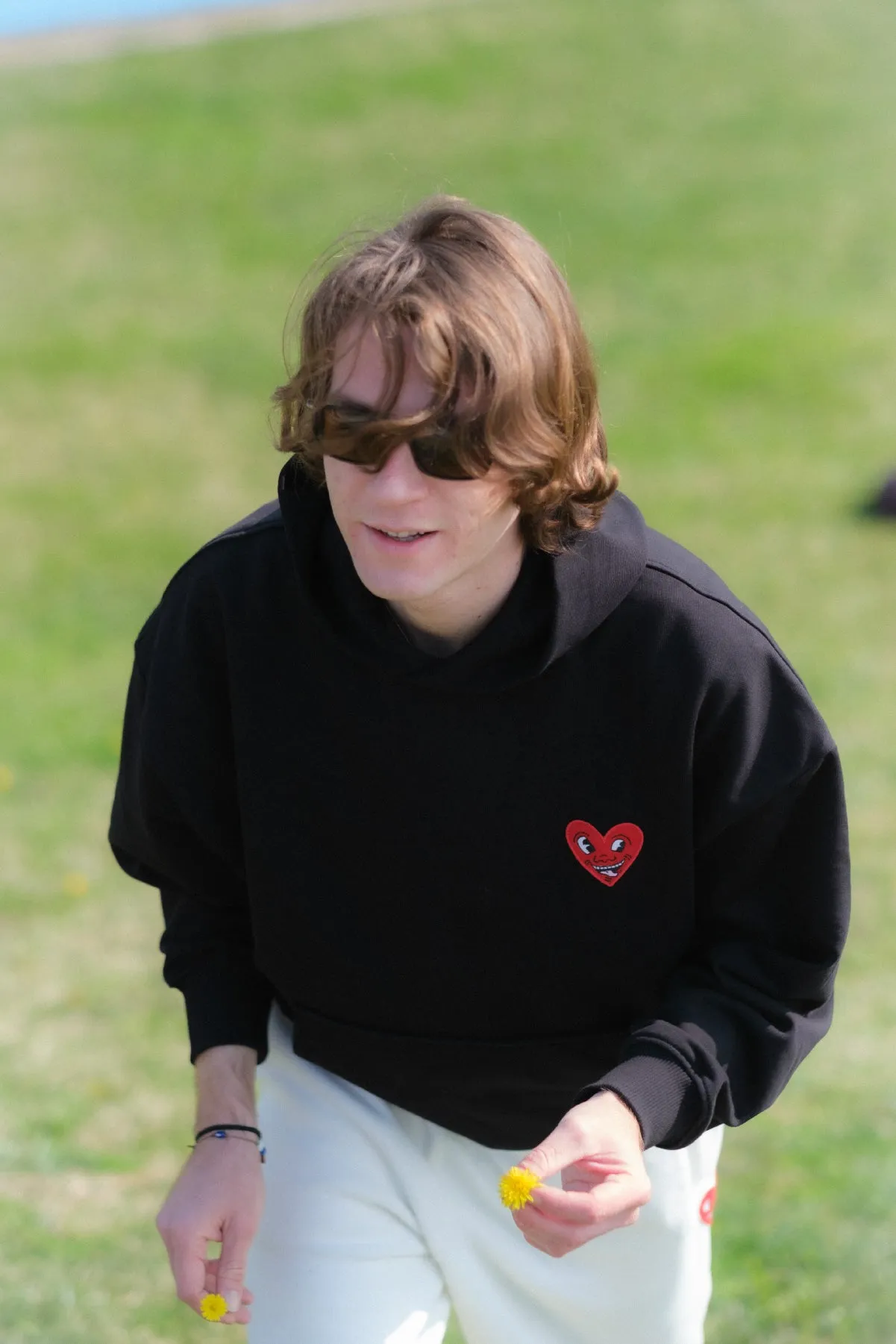Keith Haring Heart People Hoodie - Siyah