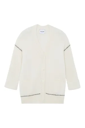 Kujten Tam Oversized Cashmere Cardigan in Blanc