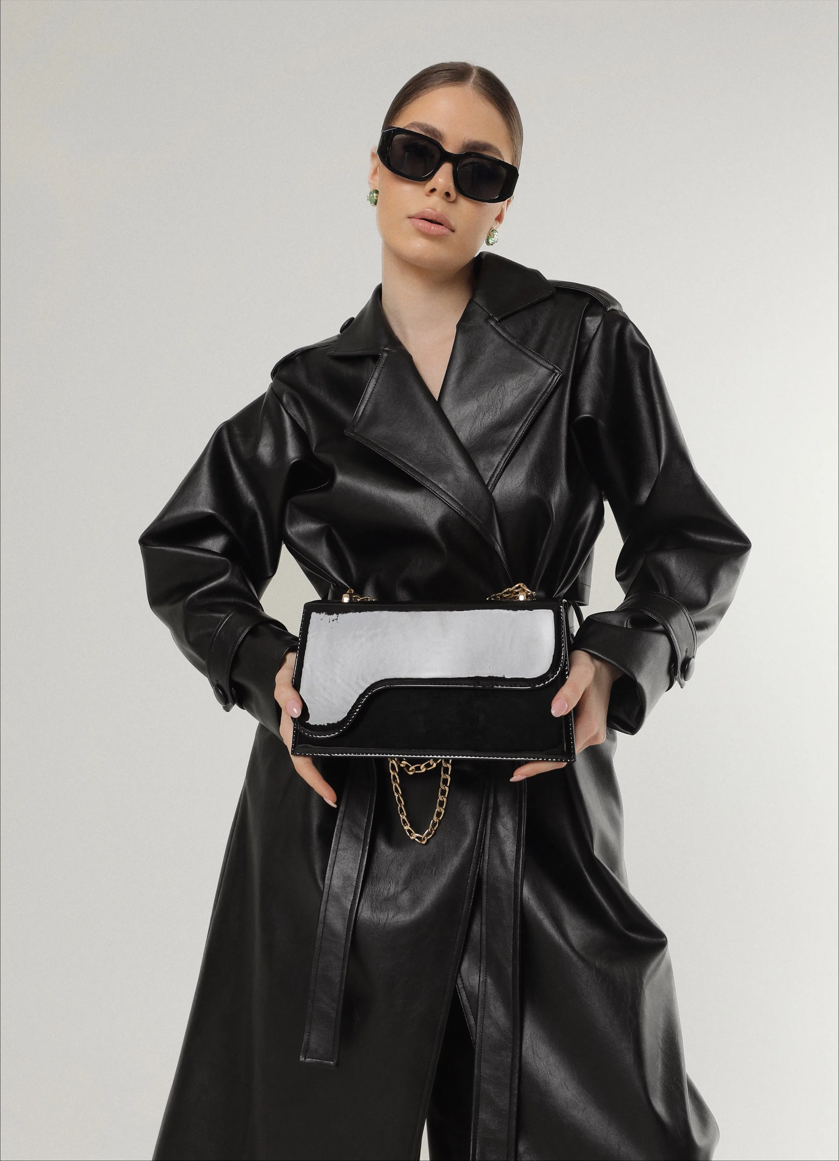 Leather trench coat
