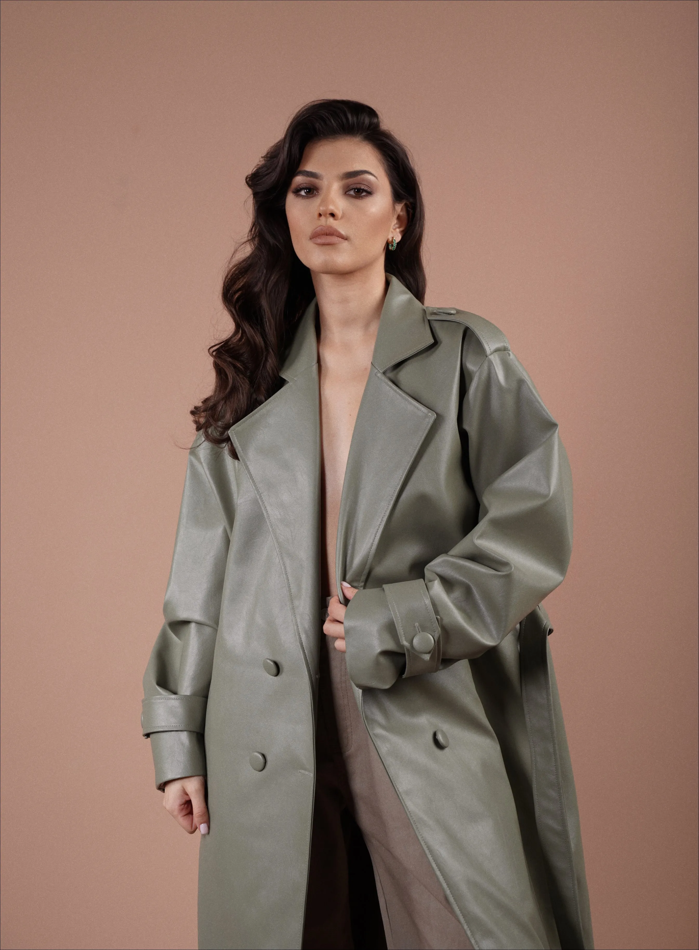 Leather trench coat