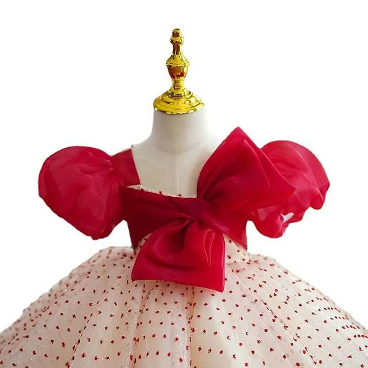 Luxury Red Gold White Ball Gowns-فستان زفاف فاخر