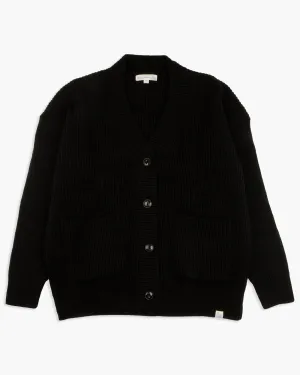 Merz B Schwanen Good Basics LOCG01 Merino Wool & Cashmere Oversized Cardigan - Deep Black