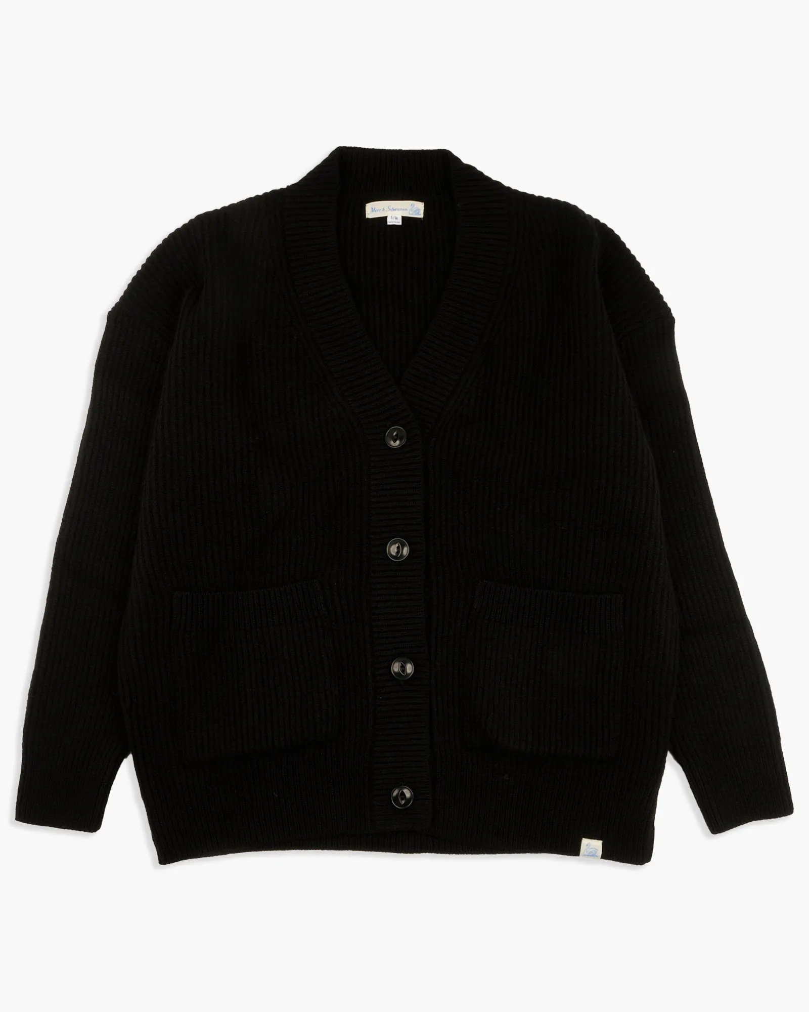 Merz B Schwanen Good Basics LOCG01 Merino Wool & Cashmere Oversized Cardigan - Deep Black