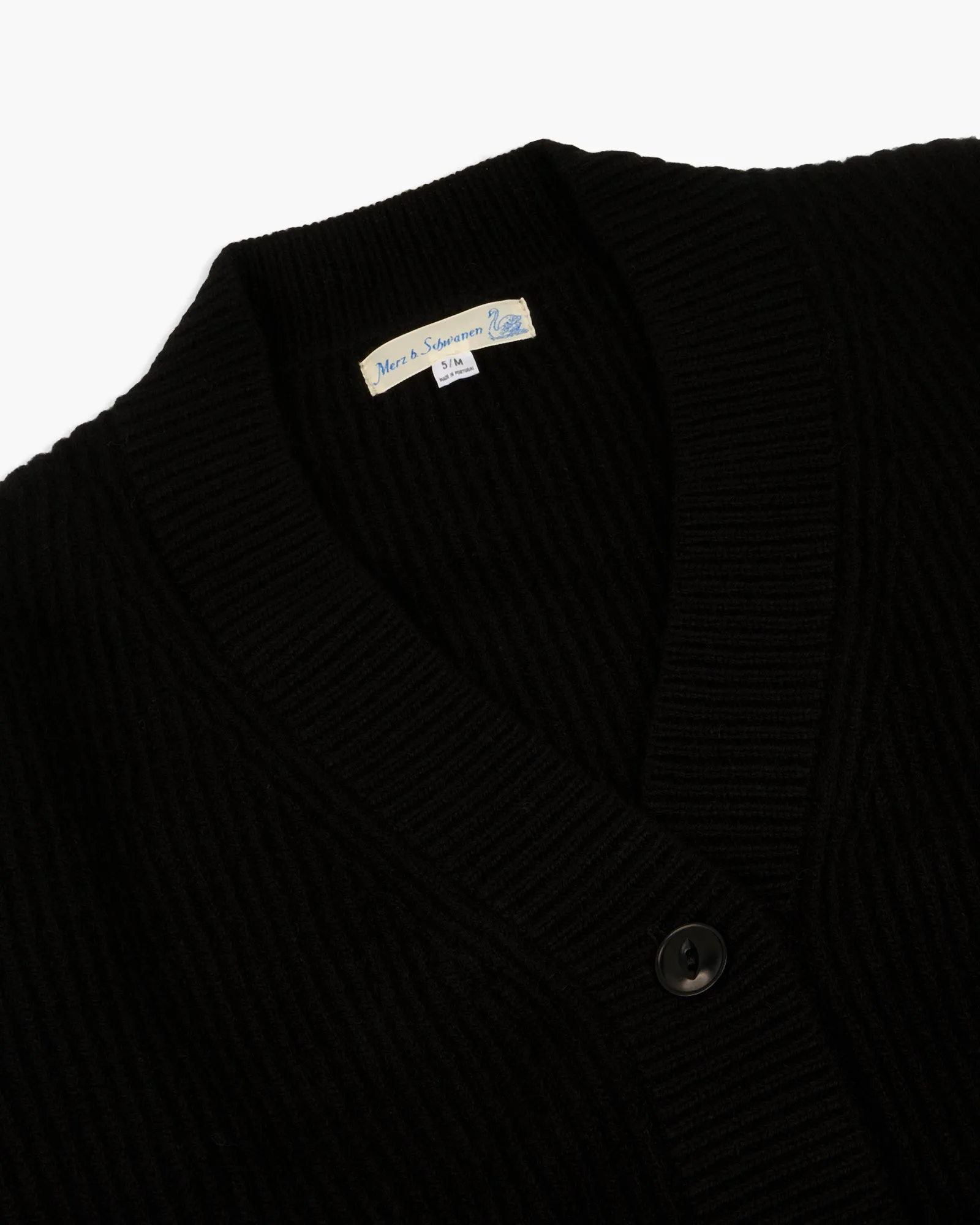 Merz B Schwanen Good Basics LOCG01 Merino Wool & Cashmere Oversized Cardigan - Deep Black