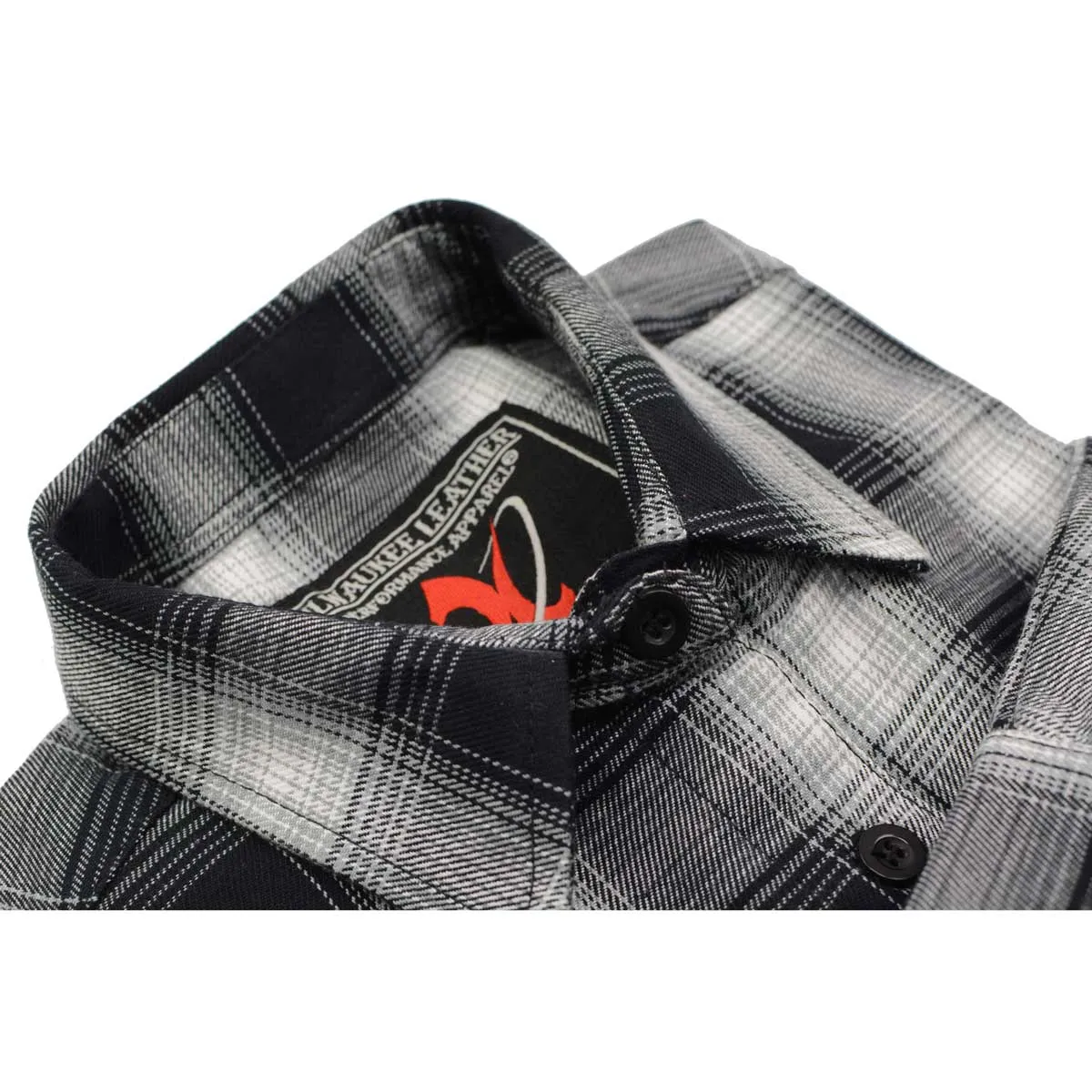 Milwaukee Leather MNG21611 Women's Black and White Long Sleeve Cotton Flannel Shirt