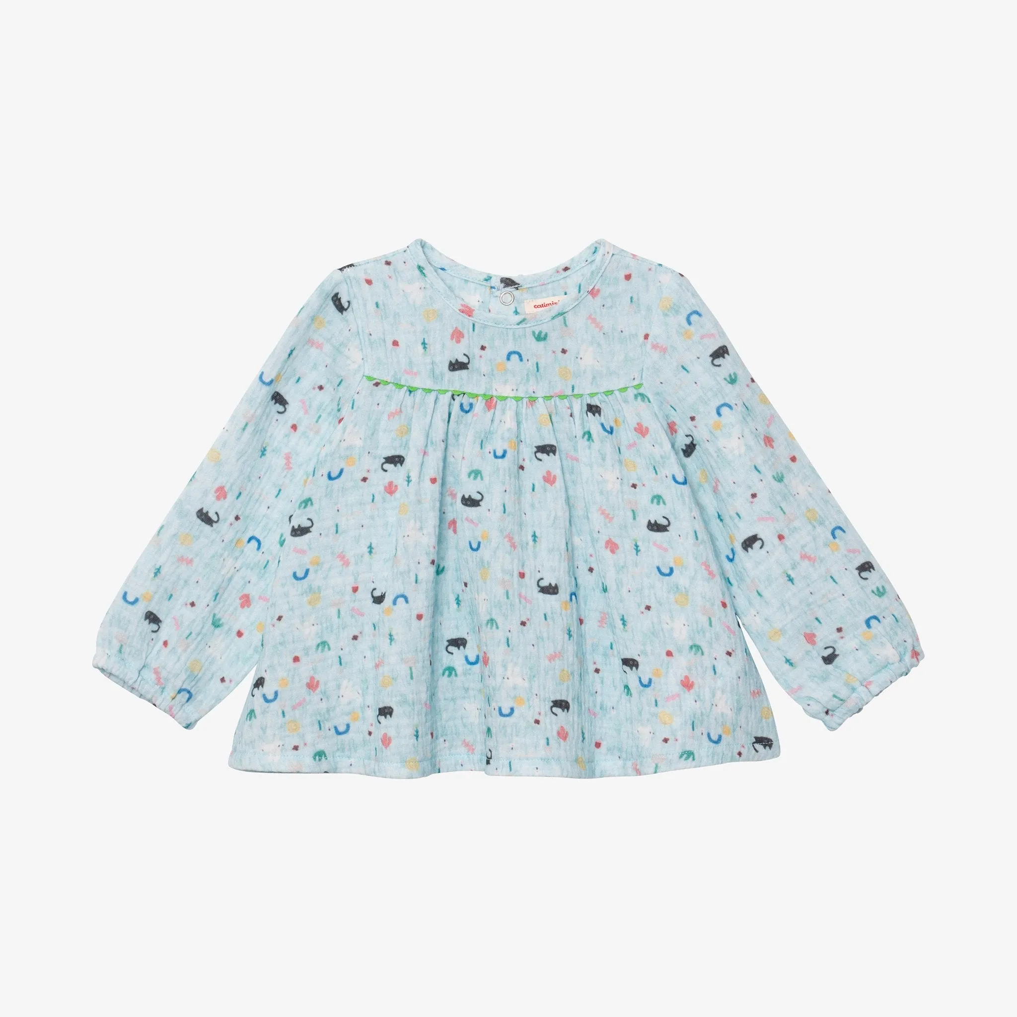 Newborn girl pastel blue blouse