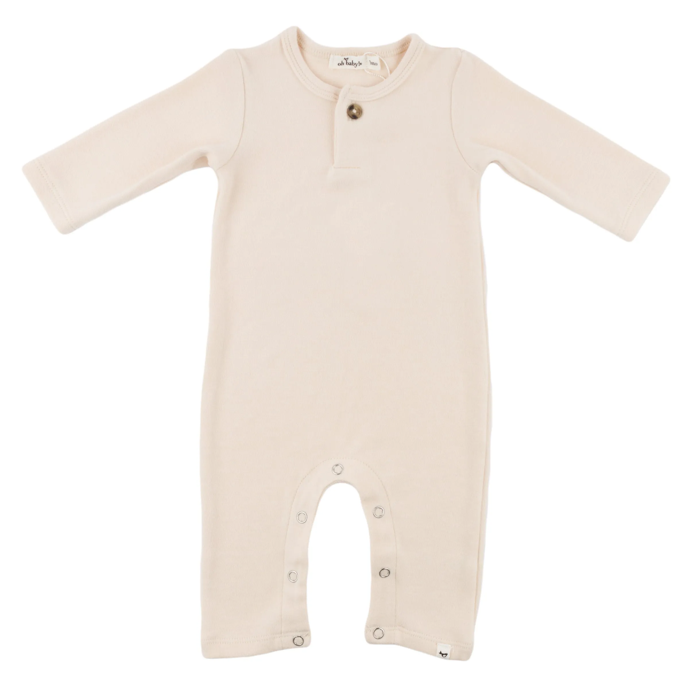 oh baby! Mini Stripe One Button Long Romper - Vanilla