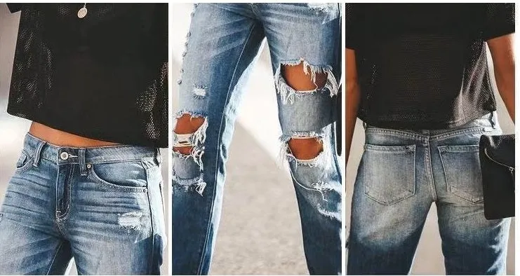 SHINA: Sportlich-Elegante Ripped Jeans, mid waist