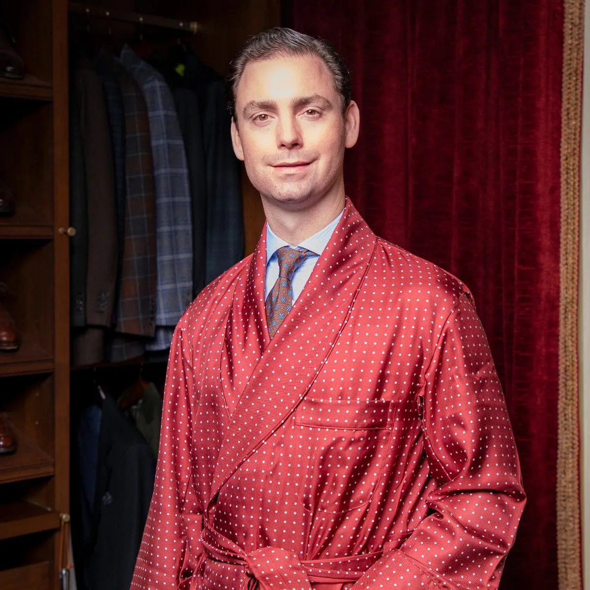 Sovereign Grade Burgundy London Dot Dressing Gown